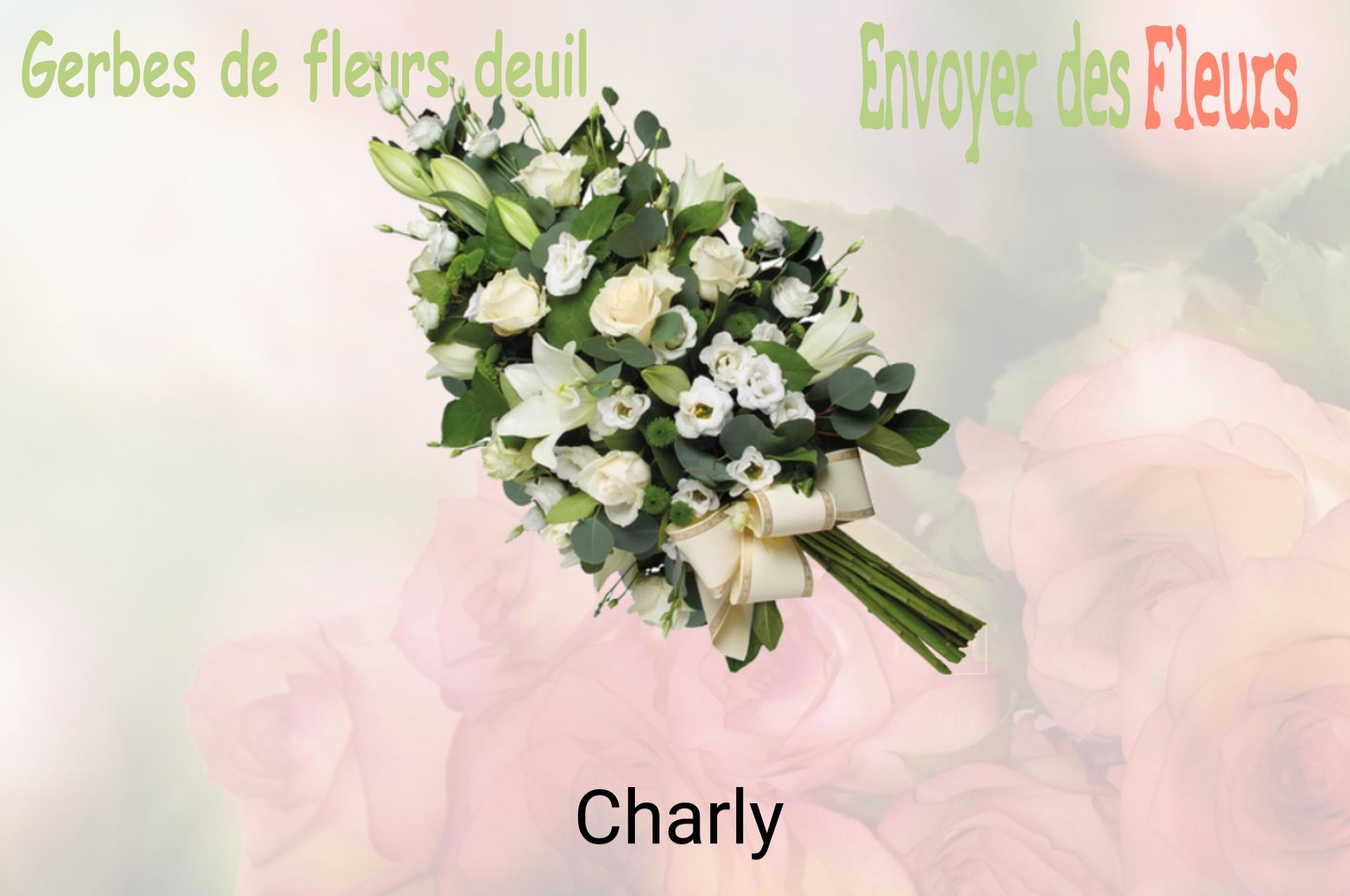 Gerbe de fleurs de deuil livrée à Charly